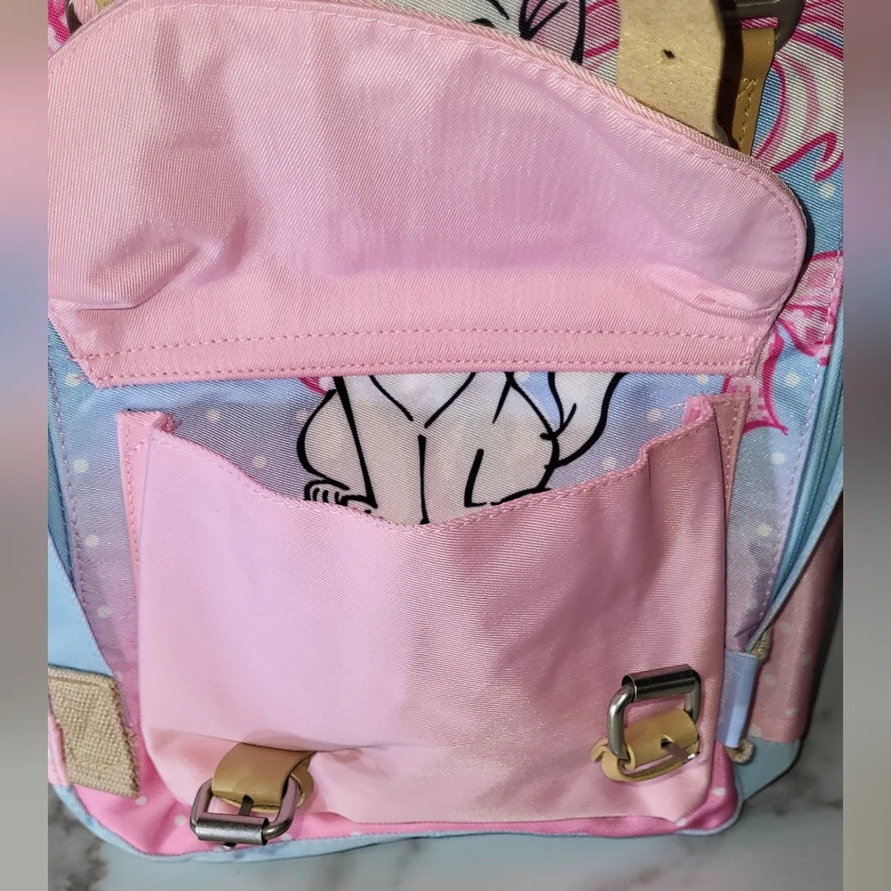 Disney Aristocats NWT Marie Pink/Blue Deluxe Nylon 12in Mini Backpack - Picture 2 of 7